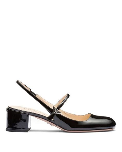 prada triangle patch slingback pumps|Black Patent Leather Slingback Pumps .